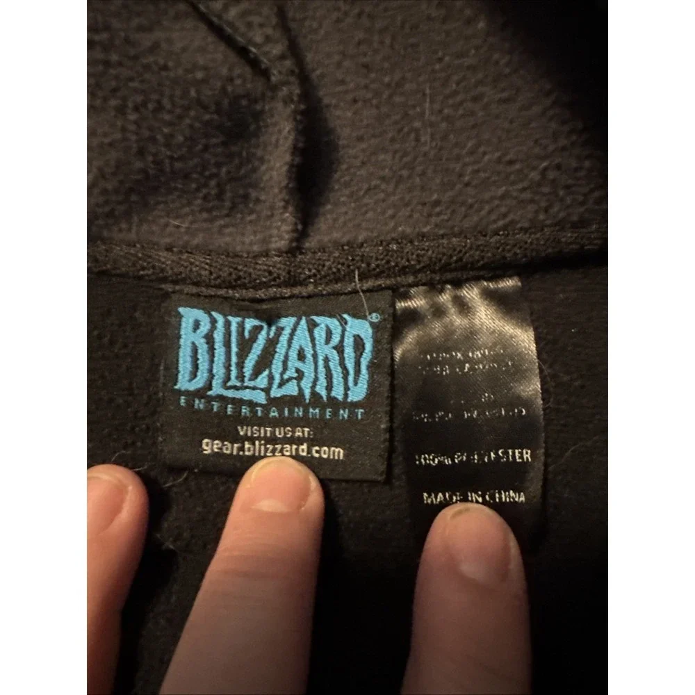 Blizzard Overwatch‎ Jacket Mens Medium Black Gray Hooded Button Up Gamer Hoodie